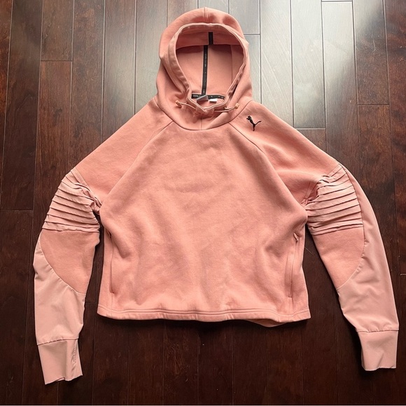 Puma Sweaters - Pink Puma evostriped hoodie size Large